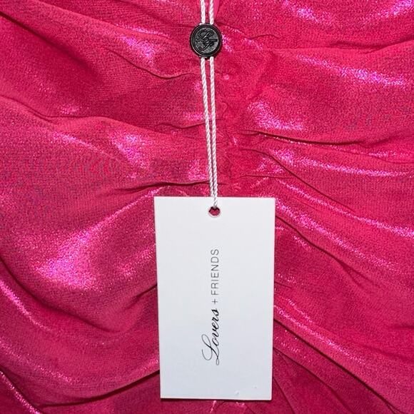 SOLD πNWT Lovers + Friends Kana Ruched Metallic Barbiecore Mini Dress Size L - Picture 5 of 16